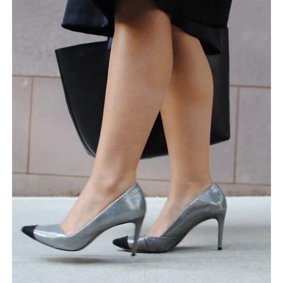 Tory Burch Shaila Pumps Metallic Silver Size 8 - Picture 1 of 5